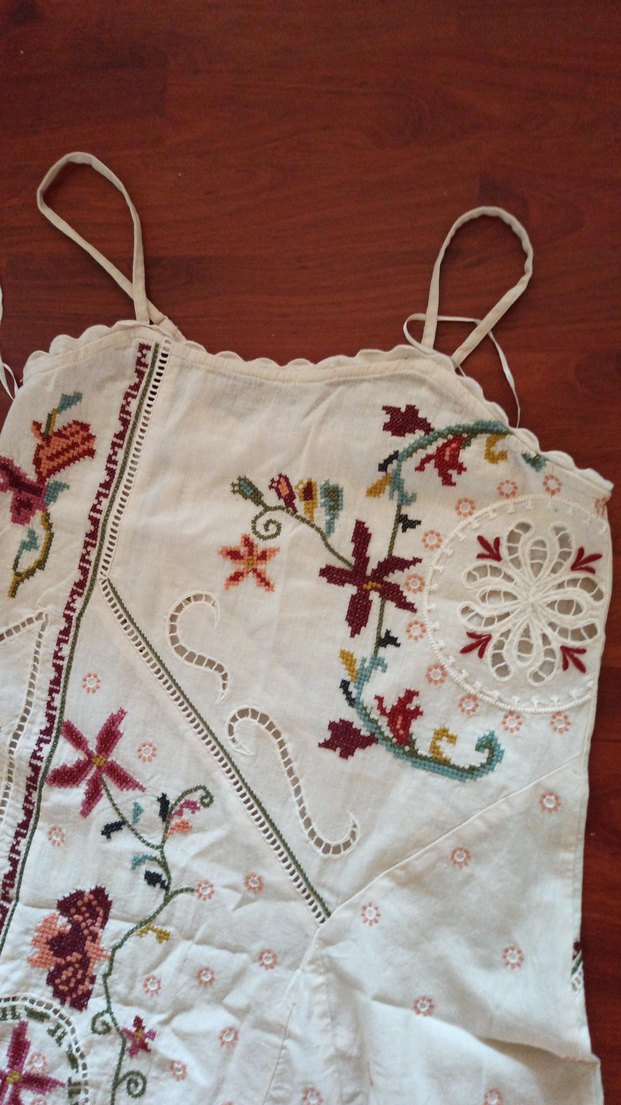 Nakışlı Beyaz Uzun Bohem Elbise - Görsel 2