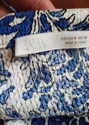 Uzun Mavi Desenli Bohem Elbise - Görsel 5