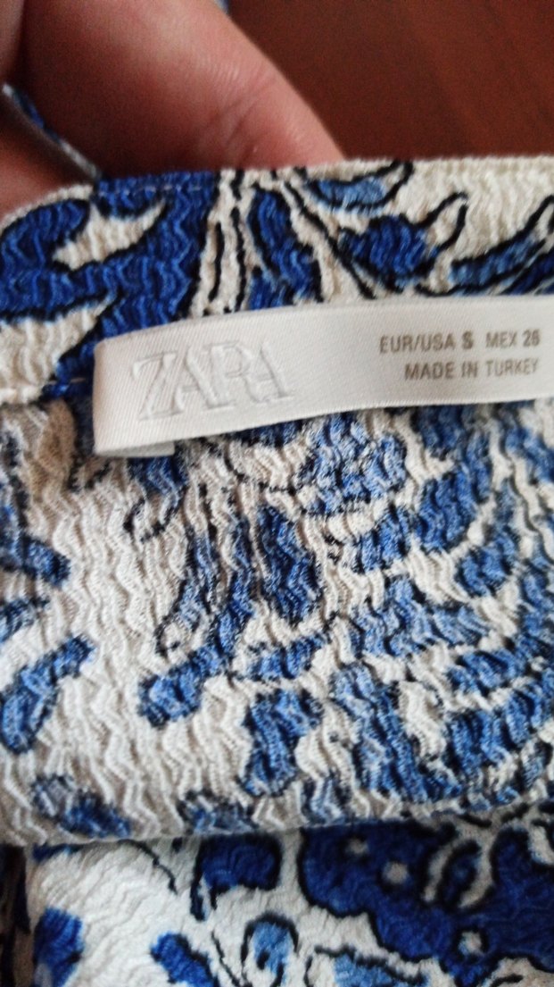 Uzun Mavi Desenli Bohem Elbise - Görsel 5