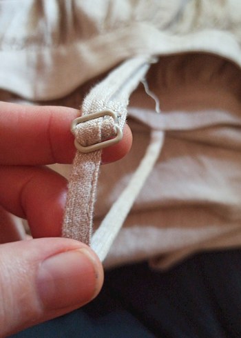 Bej Keten Uzun Askılı Bohem Elbise - Görsel 5