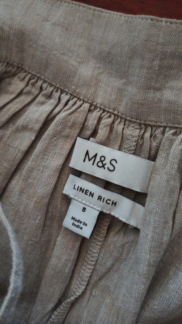 Bej Keten Uzun Askılı Bohem Elbise - Görsel 3