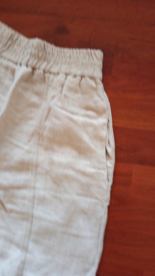 Bej Keten Rahat Kesim Kadın Pantolon - Görsel 2