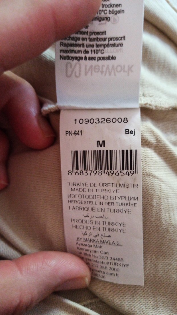 Bej V Yaka Keten Kadın Tişört - Görsel 4