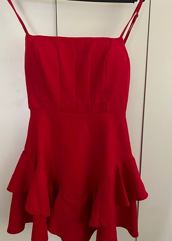 Trendyol & Milla Kırmızı Straplez Mini Elbise