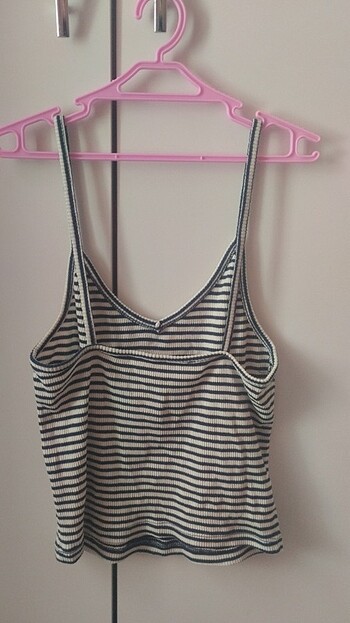 Trendyol & Milla Kadın çizgili ip askılı Pamuklu crop top büstiyer alet