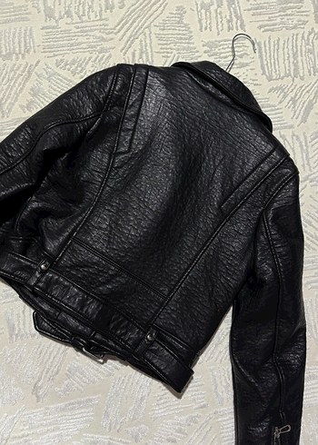 Zara Kadın Siyah Deri Biker Ceket - Görsel 5