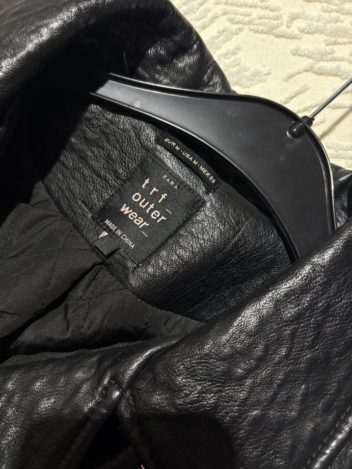 Zara Kadın Siyah Deri Biker Ceket - Görsel 3