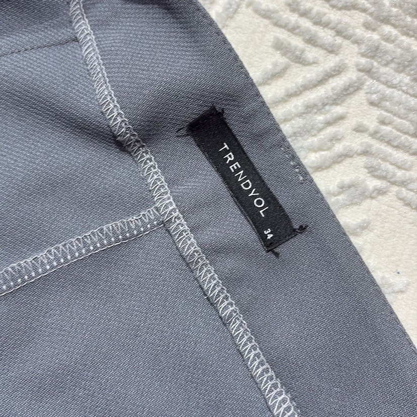 Gri Kadın Kumaş Pantolon Pilili - Görsel 5