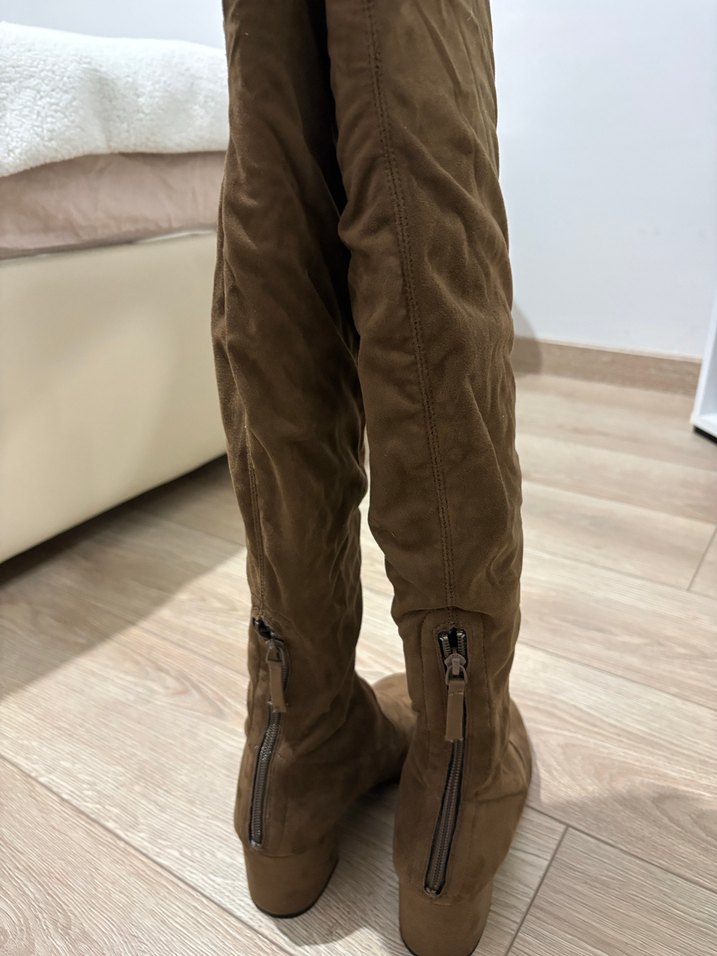 Mango Kahverengi Süet Dizüstü Çizme - Görsel 5