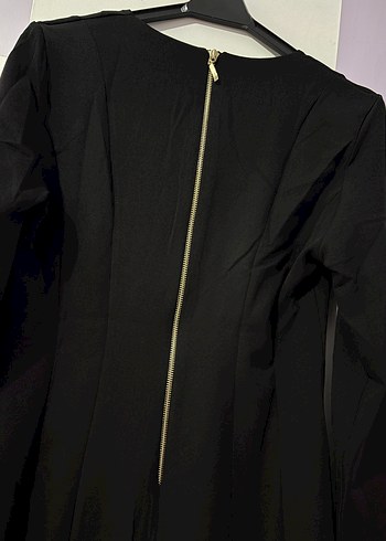 Düğmeli Siyah Midi Kadın elbise - Görsel 6