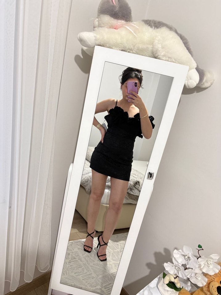 Eyyo Siyah Straplez Mini Elbise - Görsel 3