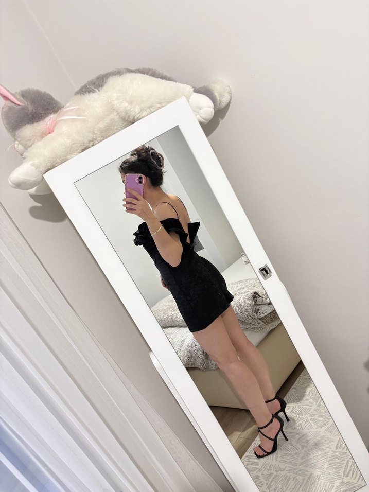 Eyyo Siyah Straplez Mini Elbise - Görsel 2