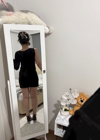 Siyah Straplez Mini Elbise - Görsel 2