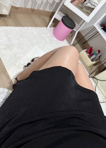 Siyah Straplez Mini Elbise - Görsel 6