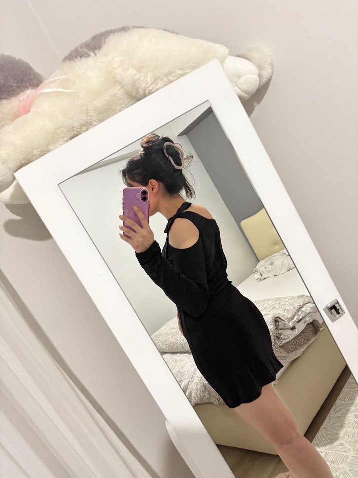 Siyah Straplez Mini Elbise - Görsel 3