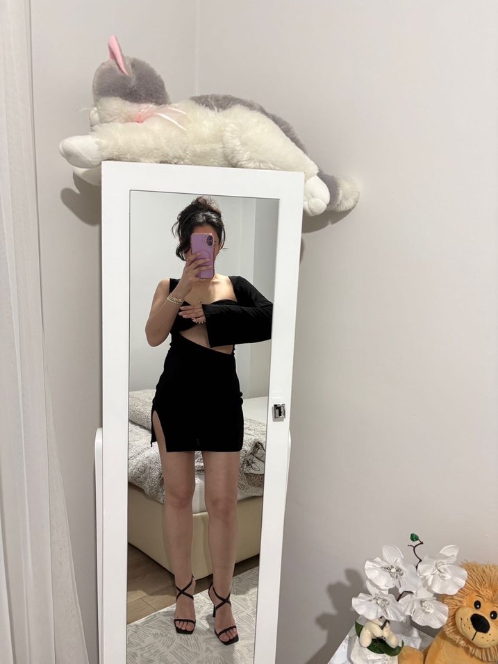 Siyah Straplez Mini Elbise - Görsel 4