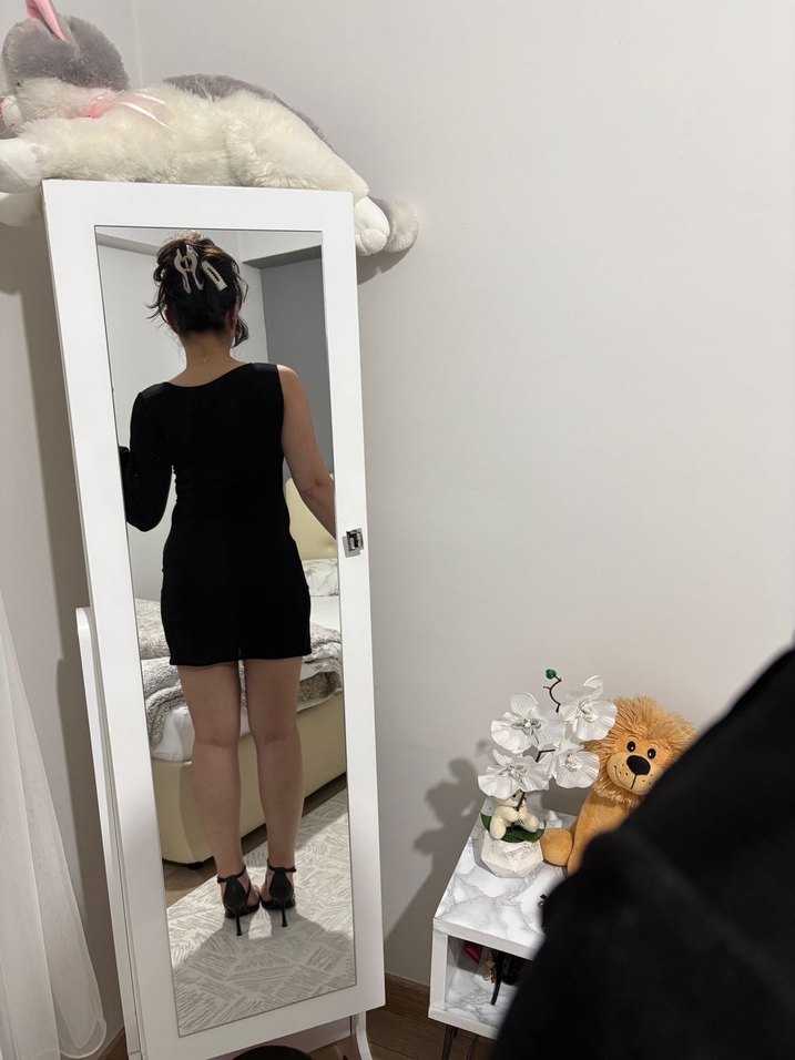 Siyah Straplez Mini Elbise - Görsel 2