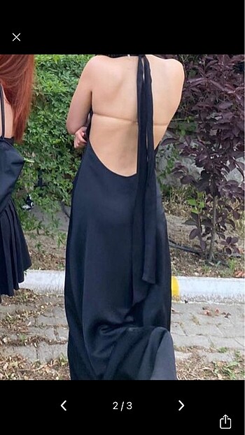BSL FASHION saten sırt dokelteli siyah elbise