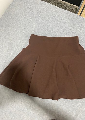 Kahverengi Pilili Mini Etek