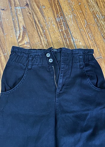 Siyah Kemerli Normal Boy Kadın Kot Pantolon - Görsel 5