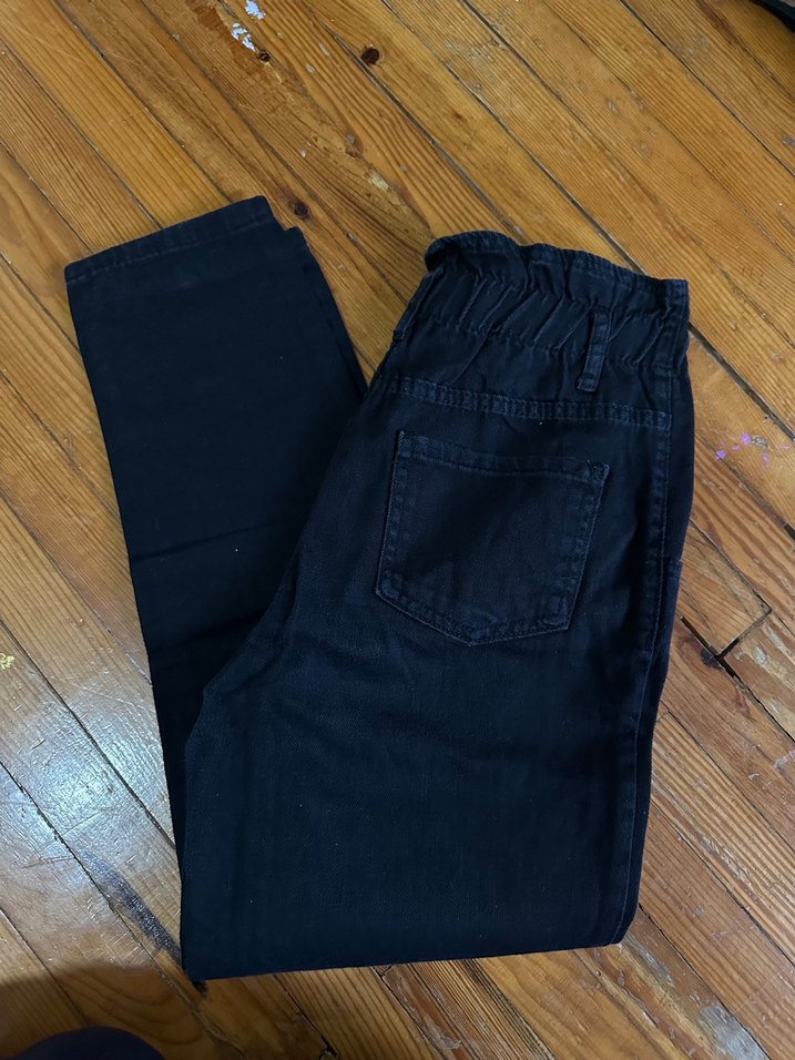 Siyah Kemerli Normal Boy Kadın Kot Pantolon - Görsel 4