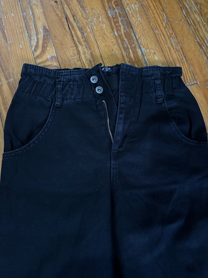 Siyah Kemerli Normal Boy Kadın Kot Pantolon - Görsel 2