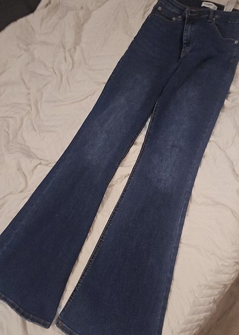 Kadın Mavi Bol Kesim Normal Boy Kot Pantolon - Görsel 2