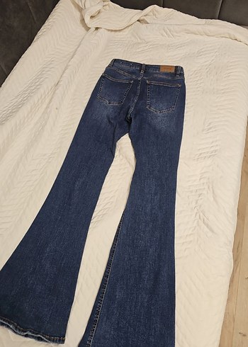 Kadın Mavi Bol Kesim Normal Boy Kot Pantolon - Görsel 3