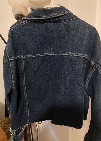 Düğmeli Lacivert Denim Ceket - Görsel 3