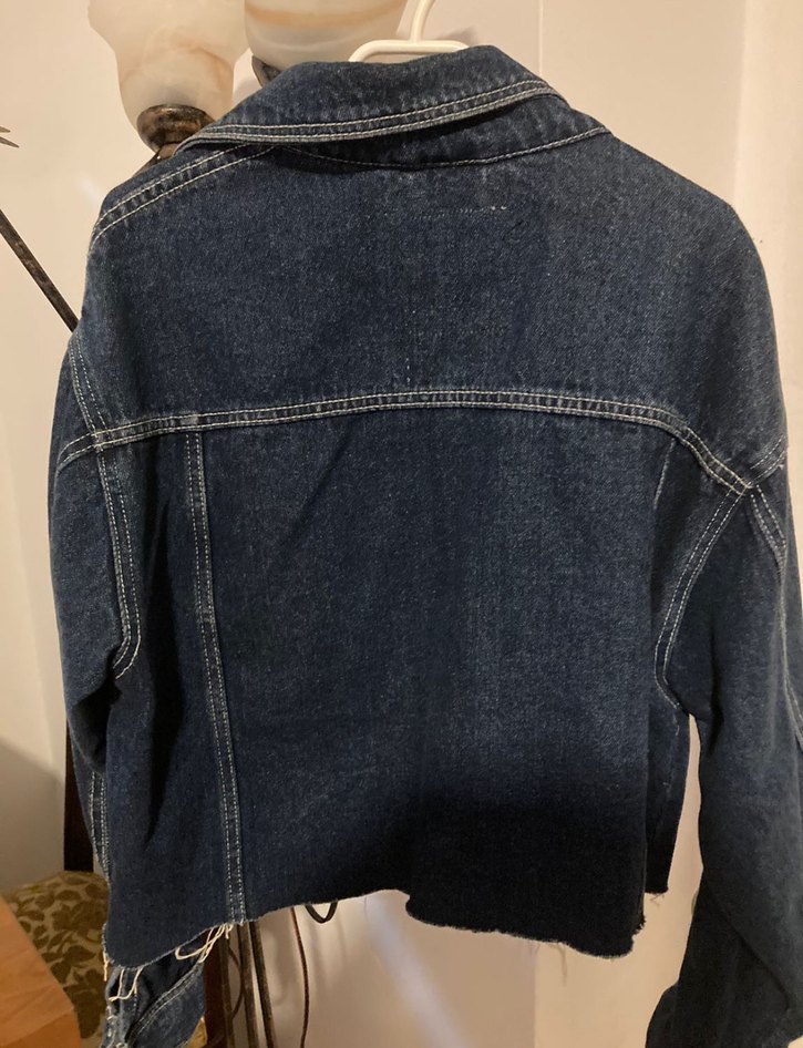 Düğmeli Lacivert Denim Ceket - Görsel 3