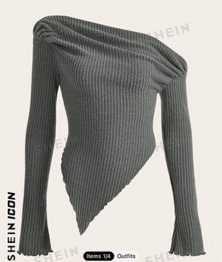 Gri Uzun Kollu Kadın Triko Kazak - Görsel 2