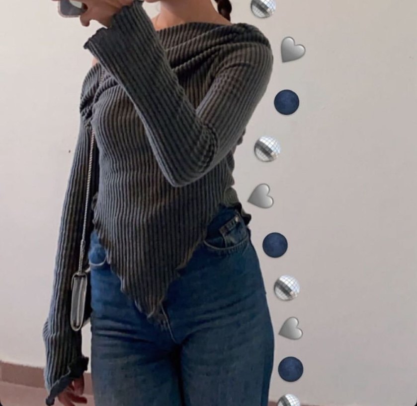 Gri Uzun Kollu Kadın Triko Kazak - Görsel 4