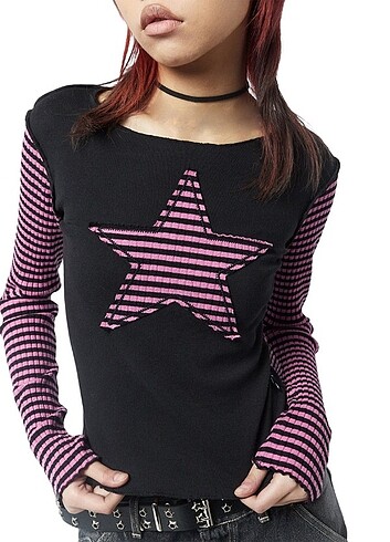 2 Renk Çeçeği ile Fairycore Grunge Bluz 