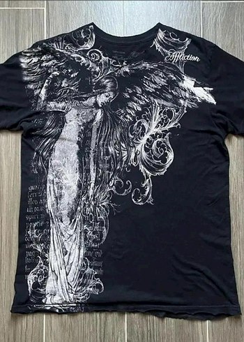 American Vintage Siyah Gotik Baskılı Fairycore Tshirt