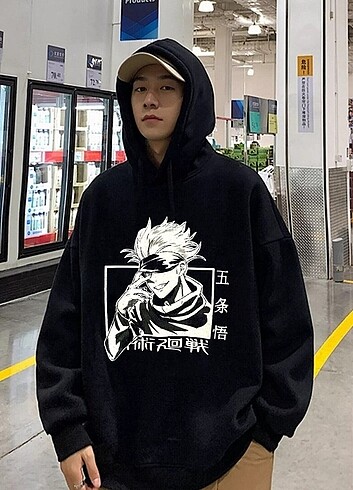 Anime Jujutsu Kaisen Kapüşonlu Hoodie Sweatshirt Oversize 