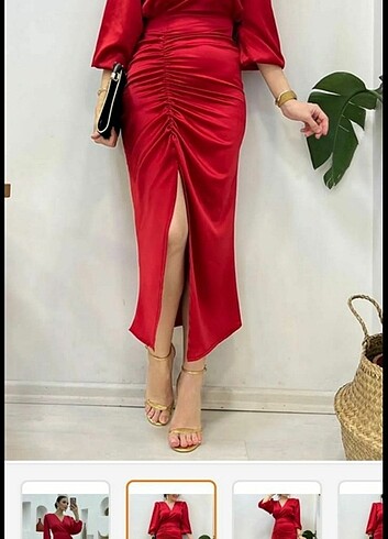 Diğer Kırmızı saten Elbise 