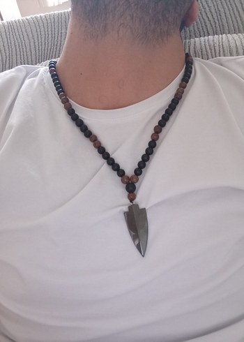 Uzun Etnik Boncuklu Bohem Kolye Siyah - Görsel 2