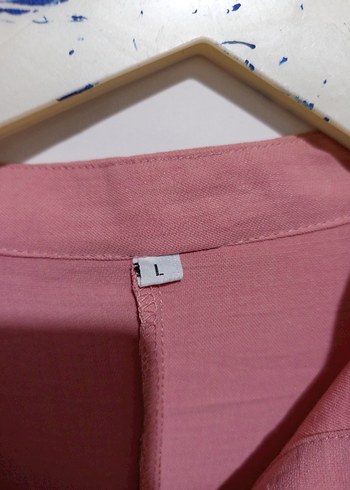 Düğmeli Pembe Uzun Kollu Uzun Elbise - Görsel 3