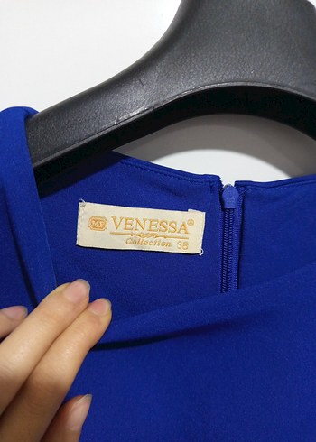 Uzun Kollu Mavi Uzun Elbise - Görsel 3