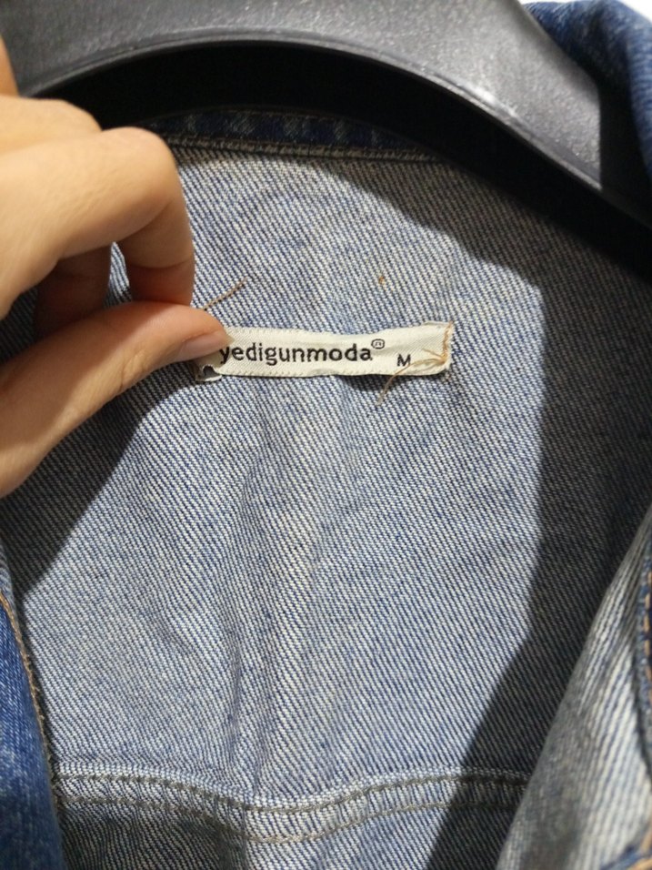 Düğmeli Mavi Kadın Denim Ceket - Görsel 2