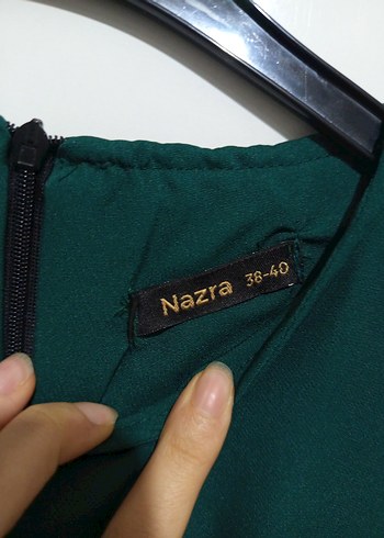 Kemerli Uzun Kollu Yeşil Elbise - Görsel 3