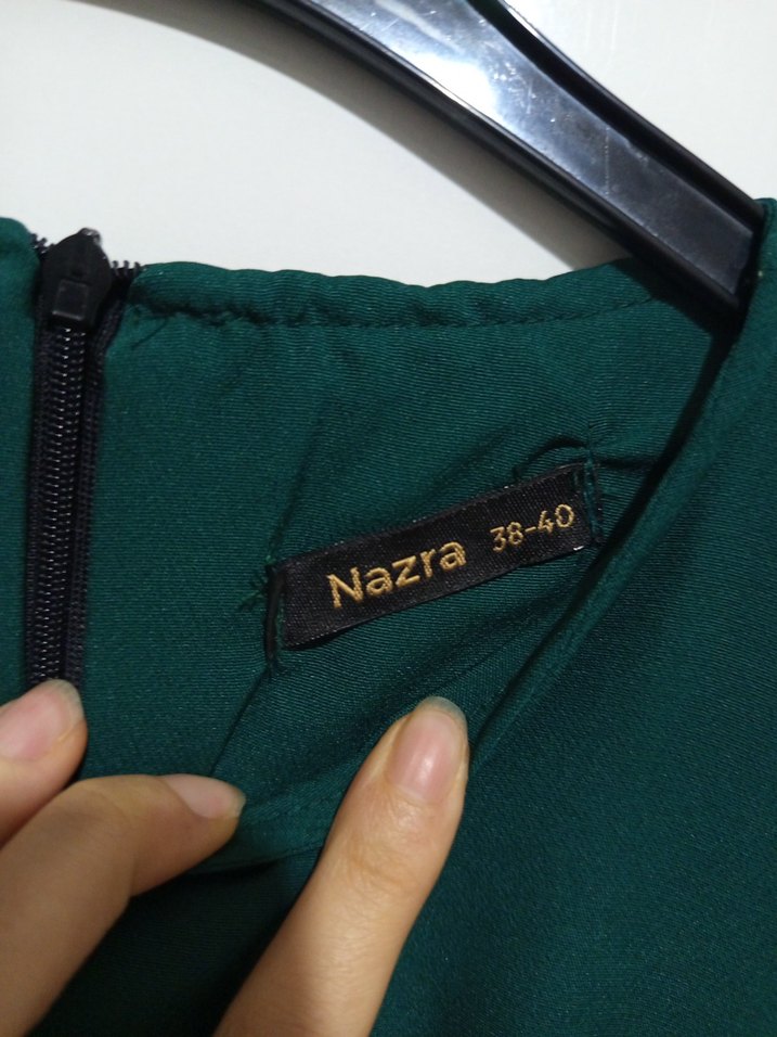 Kemerli Uzun Kollu Yeşil Elbise - Görsel 3