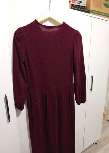 Bordo Nakışlı Uzun Bohem Elbise - Görsel 2