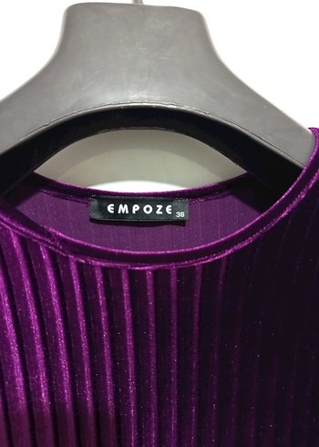 Mor Pilili Uzun Kollu Uzun Elbise - Görsel 3