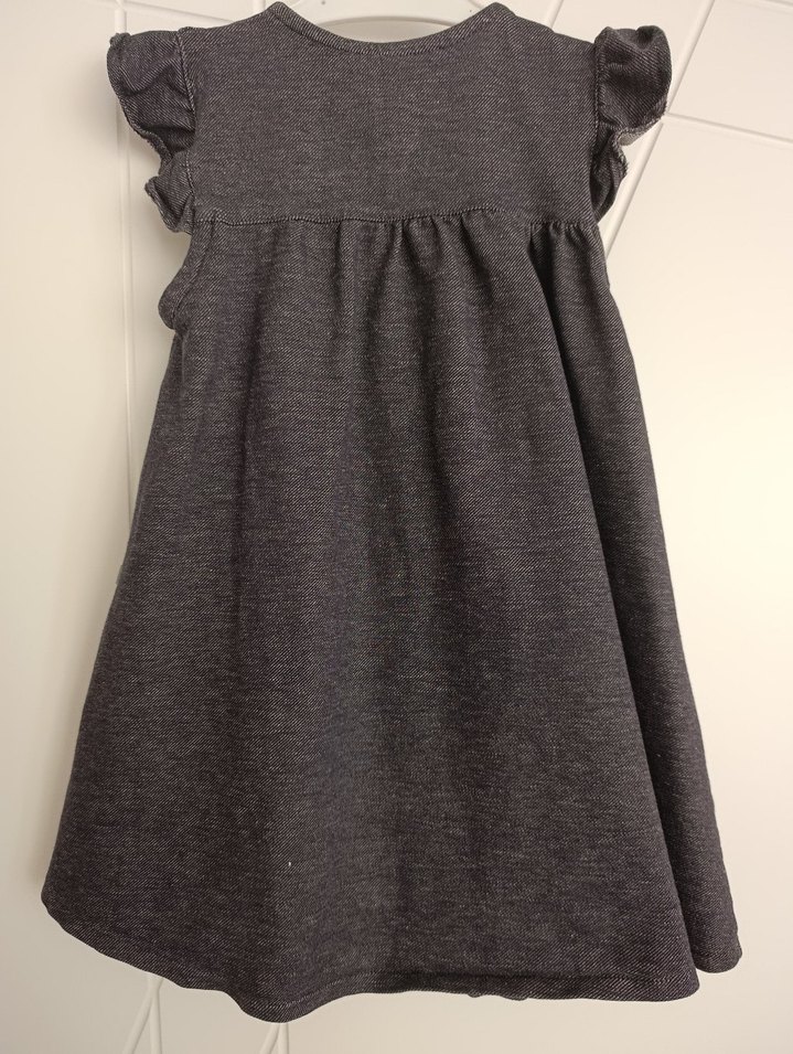 lacivert Nakışlı Kız Çocuk Kot Elbise - Görsel 3