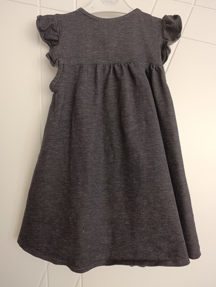 lacivert Nakışlı Kız Çocuk Kot Elbise - Görsel 4