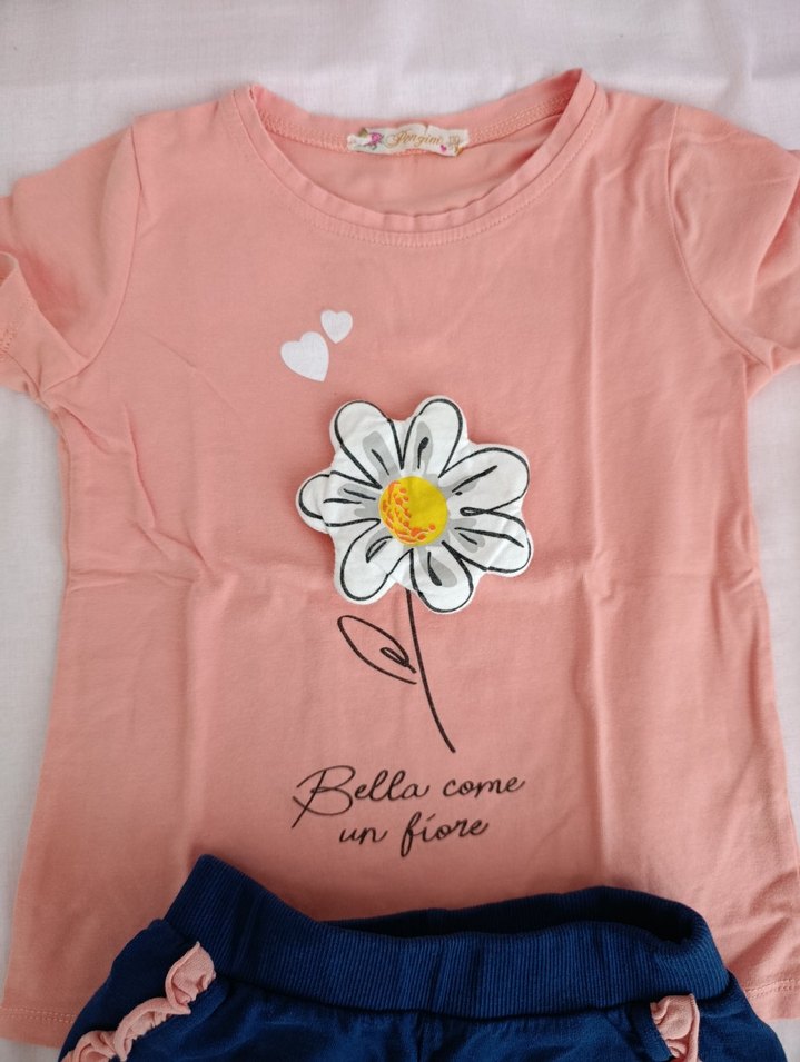 Pembe Pamuklu Kız çocuk takımı Çiçekli - Görsel 2