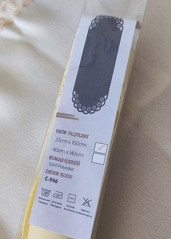 Nakışlı Parlak Beyaz Masa Örtüsü - Görsel 7