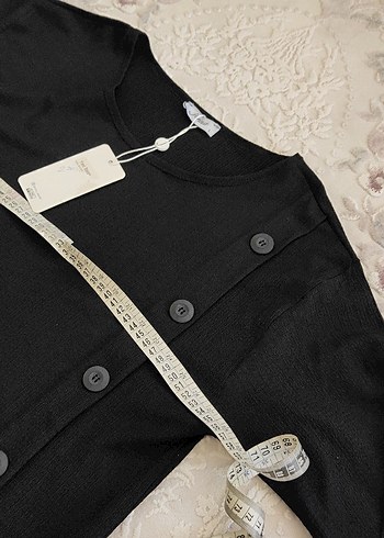 Düğmeli Siyah Uzun Kollu Kadın Elbise - Görsel 5