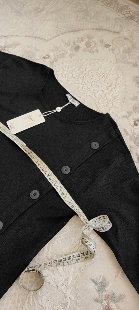 Düğmeli Siyah Uzun Kollu Kadın Elbise - Görsel 5